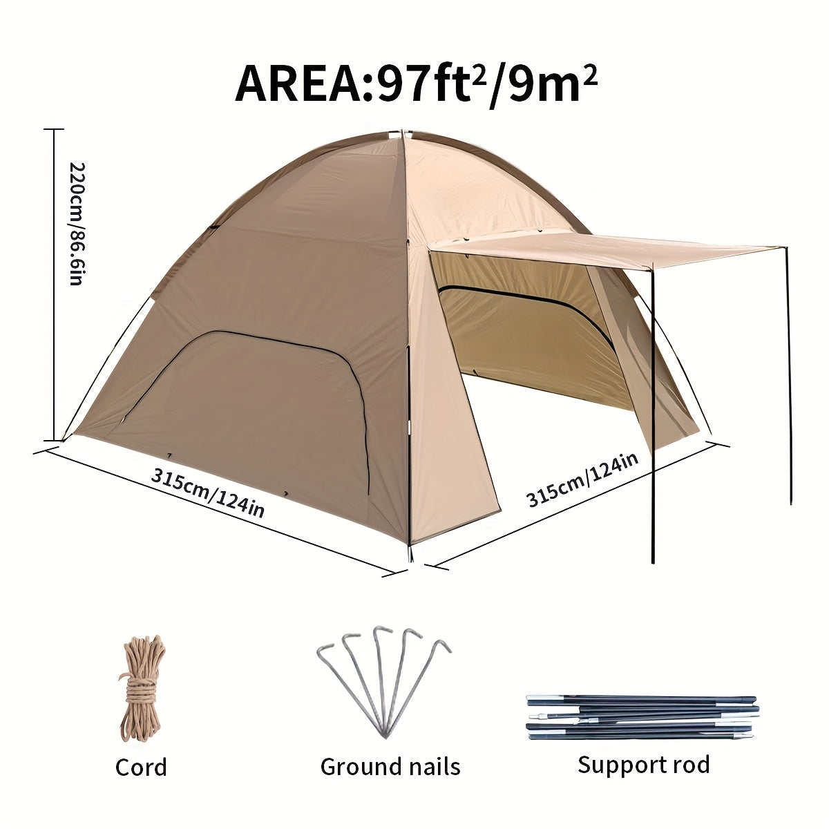 Large UPF 50+ Beach Sunshade Tent for 6-8 People