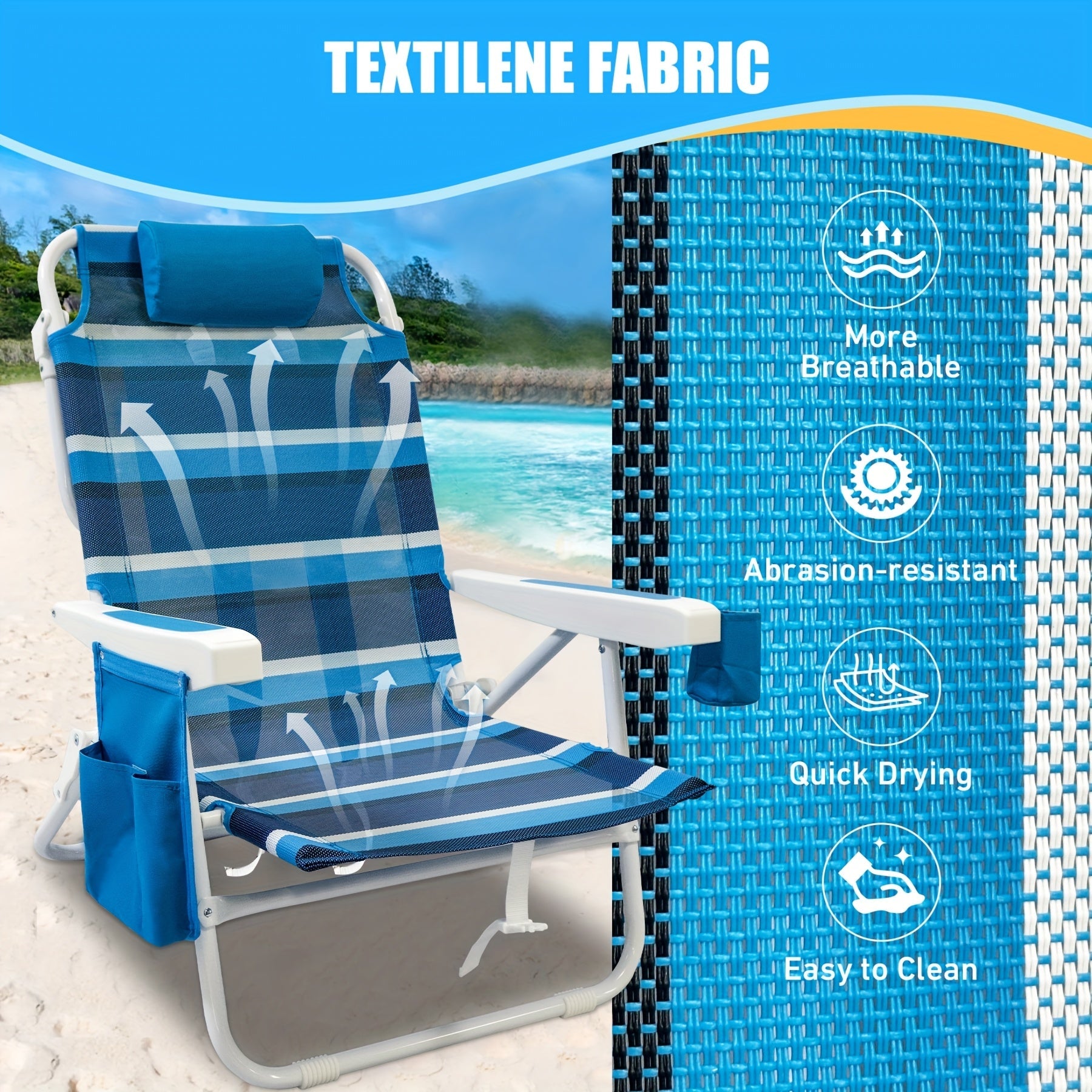 2-Pack Folding Beach Loungers - Adjustable Outdoor Camping Chairs