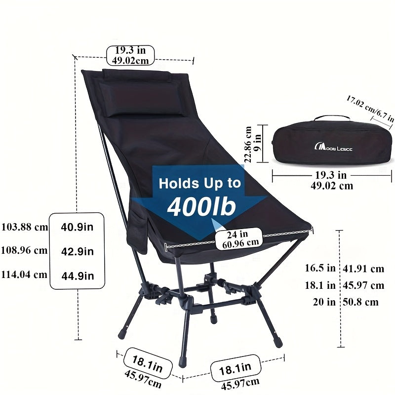 Heavy Duty Folding Camping Chair with Footrest - XL Portable