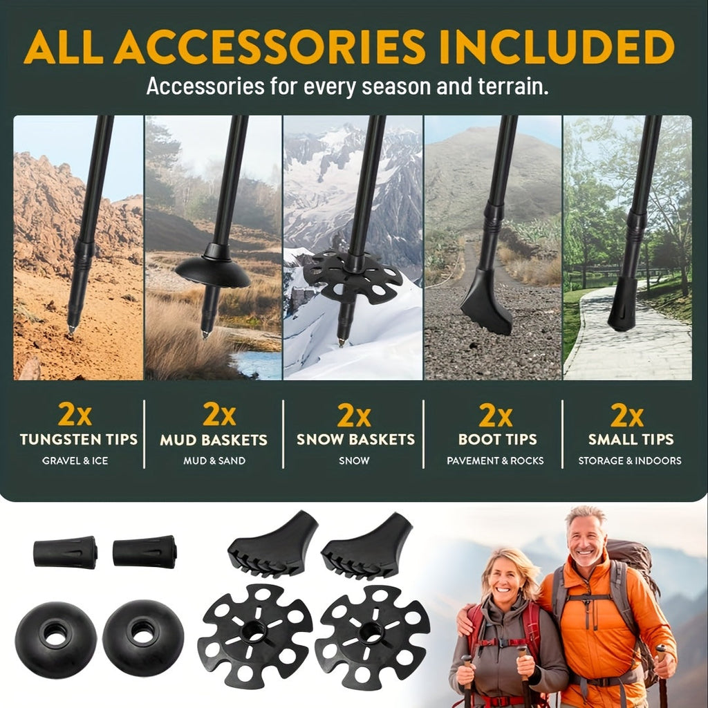Ultra-Light 7075 Aluminum Folding Trekking Poles for Hiking